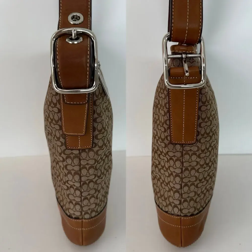 Coach Signature Canvas Crossbody Convertible Shoulder Bag Tan/Brown F10417